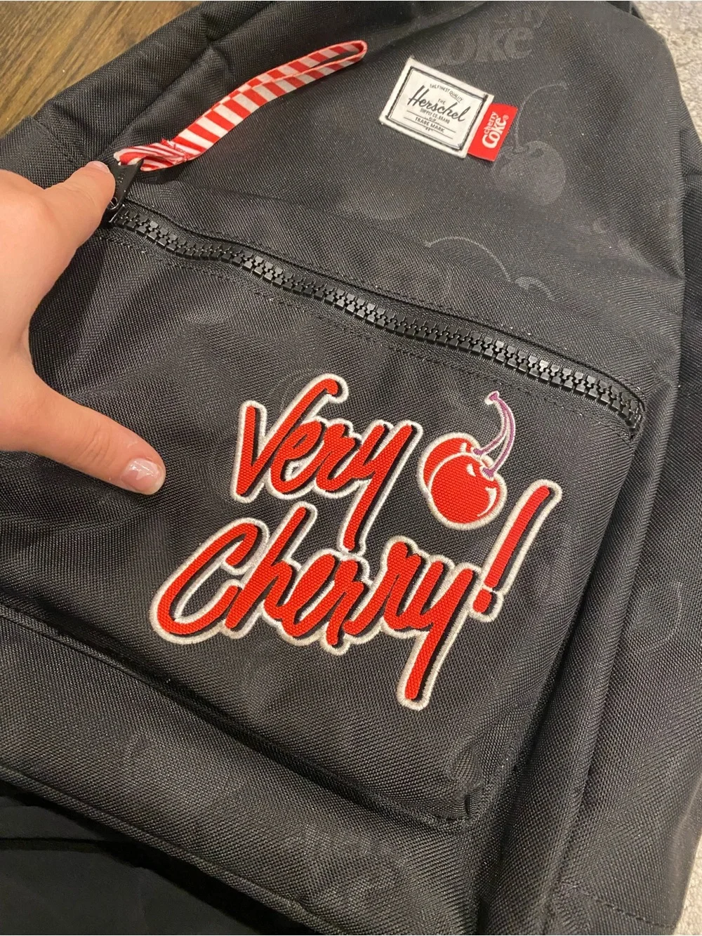 Herschel Supply Company Black Mini Backpack with Red Cherry Coke Tag